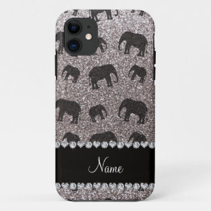 Personalisierter Name silber Glitzer Elefanten Case-Mate iPhone Hülle