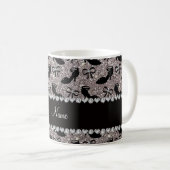 Personalisierter Name Silber Glitzer extravagante Kaffeetasse (VorderseiteRechts)