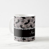 Personalisierter Name Silber Glitzer extravagante Kaffeetasse (Vorderseite Links)