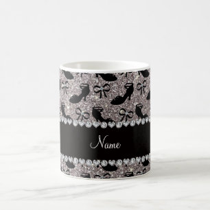 Personalisierter Name Silber Glitzer extravagante  Kaffeetasse