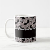 Personalisierter Name Silber Glitzer extravagante Kaffeetasse (Links)