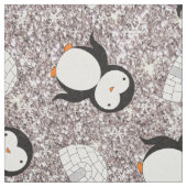 Personalisierter Name silber Glitzer Pinguine Iglu Stoff (Muster)