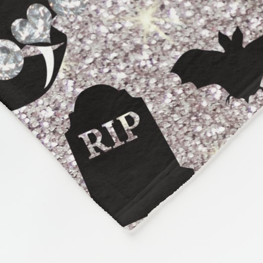 Personalisierter Name Silber Glitzer Vampir Fleecedecke (Ecke)