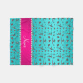 Personalisierter Name Silber Türkis Gymnastik Fleecedecke (Vorderseite (Horizontal))