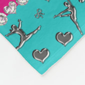 Personalisierter Name Silber Türkis Gymnastik Fleecedecke (Ecke)