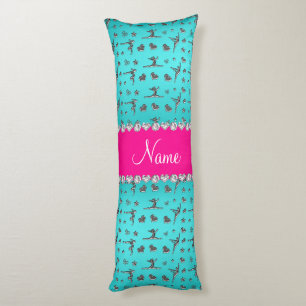 Personalisierter Name Silber Türkis Gymnastik Seitenschläferkissen