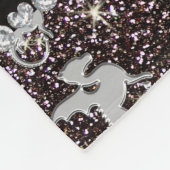 Personalisierter Name Silberdrachen Schwarzer Glit Fleecedecke (Ecke)
