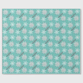 Personalisierter Name Silver Snowflake Aquamarines Geschenkpapier (Flach)