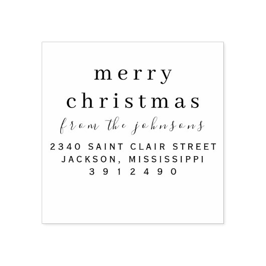 Personalisierter Name simpel Moderne frohe Weihnac Gummistempel (Prägung)