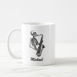 Personalisierter Name Skelett Saxophon Musikliebha Kaffeetasse