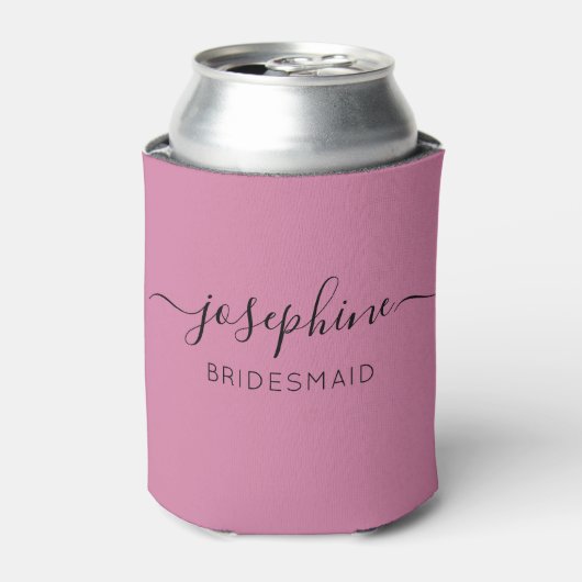 Personalisierter Name Skript Pink Bridesmaid Dosenkühler (Kanne Vorderseite)