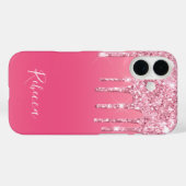 Personalisierter Name Skript Rosa Glitzer Drift Case-Mate iPhone Hülle (Rückseite (Horizontal))