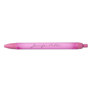 Personalisierter Name Skript Vorlage Rosa Glitzer Kugelschreiber