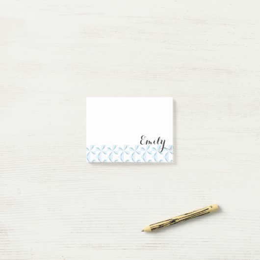 Personalisierter Name Sky Blue Pinwheels Post-it Klebezettel (Auf Schreibtisch)