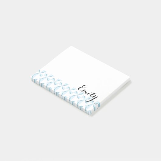 Personalisierter Name Sky Blue Pinwheels Post-it Klebezettel (angewinkelt)