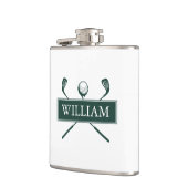 Personalisierter Name Smaragdgrüne Clubs und Ball Flachmann (Links)