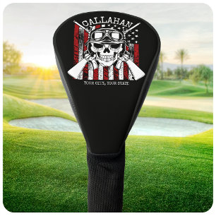 Personalisierter NAME Soldat Totenkopf Doppelpisto Golf Headcover