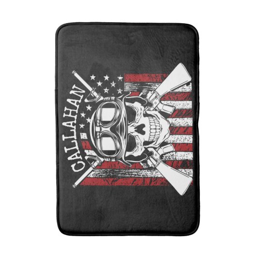 Personalisierter NAME Soldier Skull Duale Guns USA Badematte (Vorderseite Vertikal)