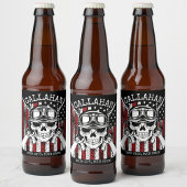 Personalisierter NAME Soldier Skull Duale Guns USA Bierflaschenetikett