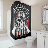 Personalisierter NAME Soldier Skull Duale Guns USA Duschvorhang (Beispiel)