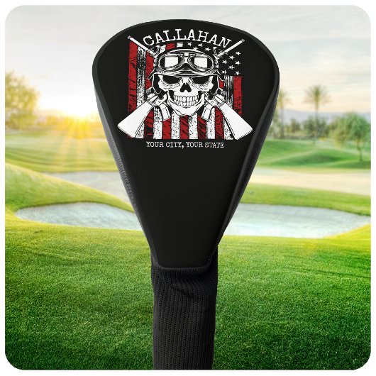 Personalisierter NAME Soldier Skull Duale Guns USA Golf Headcover