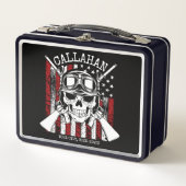 Personalisierter NAME Soldier Skull Duale Guns USA Metall Brotdose (Vorderseite)