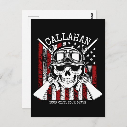 Personalisierter NAME Soldier Skull Duale Guns USA Postkarte (Vorne/Hinten)
