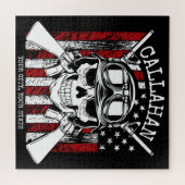 Personalisierter NAME Soldier Skull Duale Guns USA Puzzle (Horizontal)
