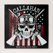 Personalisierter NAME Soldier Skull Duale Guns USA Puzzle (Vertikal)