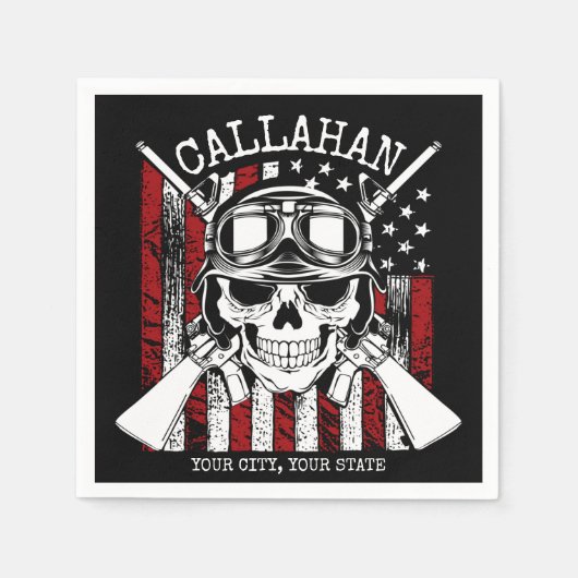 Personalisierter NAME Soldier Skull Duale Guns USA Serviette (Vorderseite)