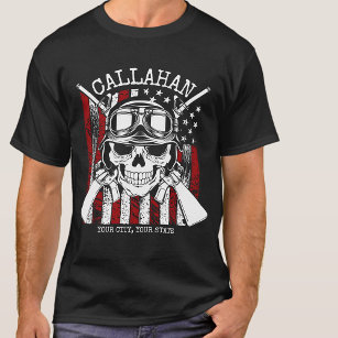 Personalisierter NAME Soldier Skull Duale Guns USA T-Shirt