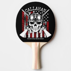 Personalisierter NAME Soldier Skull Duale Guns USA Tischtennis Schläger