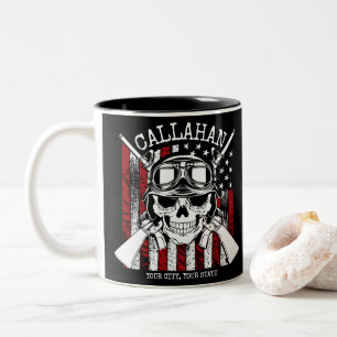 Personalisierter NAME Soldier Skull Duale Guns USA Zweifarbige Tasse