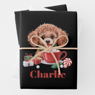 Personalisierter Name Spielzeug Pudel Hundeliebhab Geschenkpapier Set