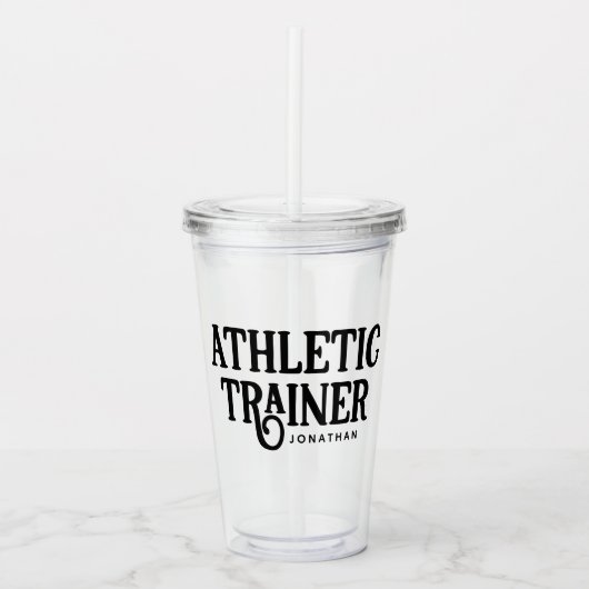 Personalisierter Name Sporttrainer Acryltrinkbecher (Vorderseite)