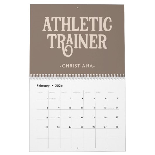 Personalisierter Name Sporttrainer Kalender (Feb 2026)