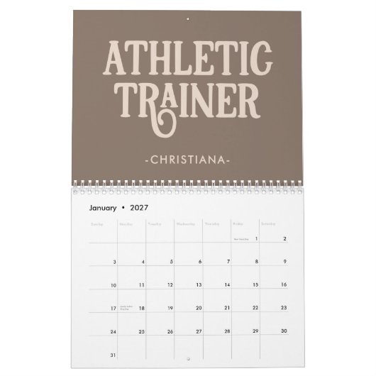 Personalisierter Name Sporttrainer Kalender (Jan 2027)