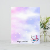 Personalisierter Name Stationärpapier Rosa Einhorn (Stehend Vorderseite)