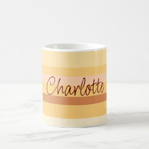 Personalisierter Name Stilvolle Beige Streifen Kaffeetasse