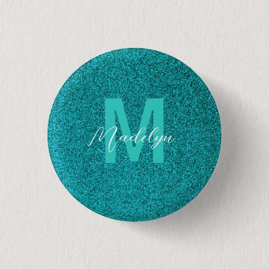Personalisierter Name stilvoller Glitter grün Button (Vorderseite)