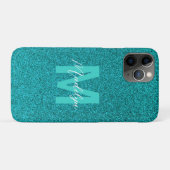 Personalisierter Name stilvoller Glitter grün Case-Mate iPhone Hülle (Rückseite (Horizontal))