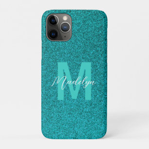 Personalisierter Name stilvoller Glitter grün Case-Mate iPhone Hülle