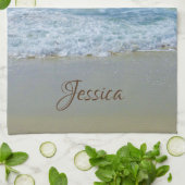 Personalisierter Name Strand und Meer Geschirrtuch (Gefaltet)