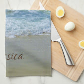 Personalisierter Name Strand und Meer Geschirrtuch (Viertel Falte)