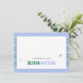 Personalisierter Name Stripe Vielen Dank Feiertagskarte (Stehend Vorderseite)