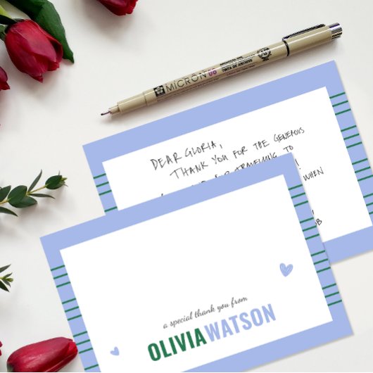 Personalisierter Name Stripe Vielen Dank Feiertagskarte