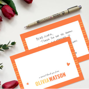 Personalisierter Name Stripe Vielen Dank Feiertagskarte