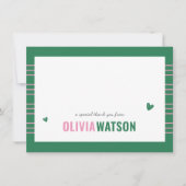 Personalisierter Name Stripe Vielen Dank Feiertagskarte (Vorderseite)