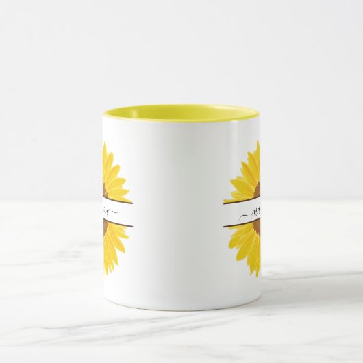 Personalisierter Name Sunflower Monogram Split in  Tasse (Zentrum)