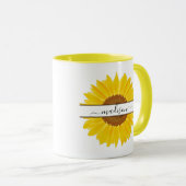 Personalisierter Name Sunflower Monogram Split in  Tasse (VorderseiteRechts)